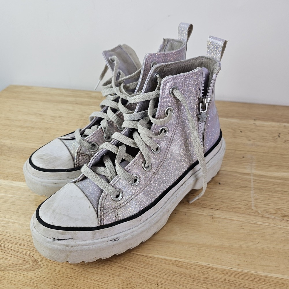 Converse Chuck Lugged Lift Sneakers Hi‎ Glitter Synthetic Kids A03009C 4 Pink W6